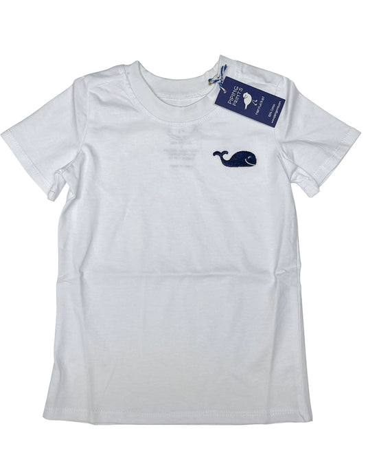 White Embroidered Whale Icon Tee Shirt