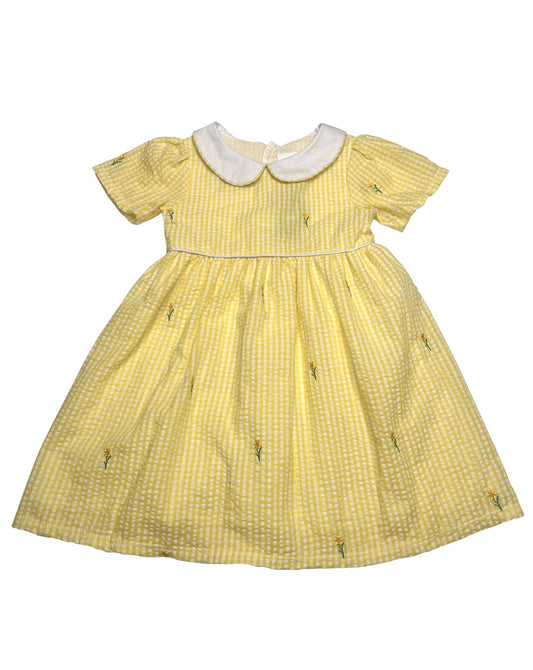 Yellow Gingham Daffodil Dress with Peter Pan Collar