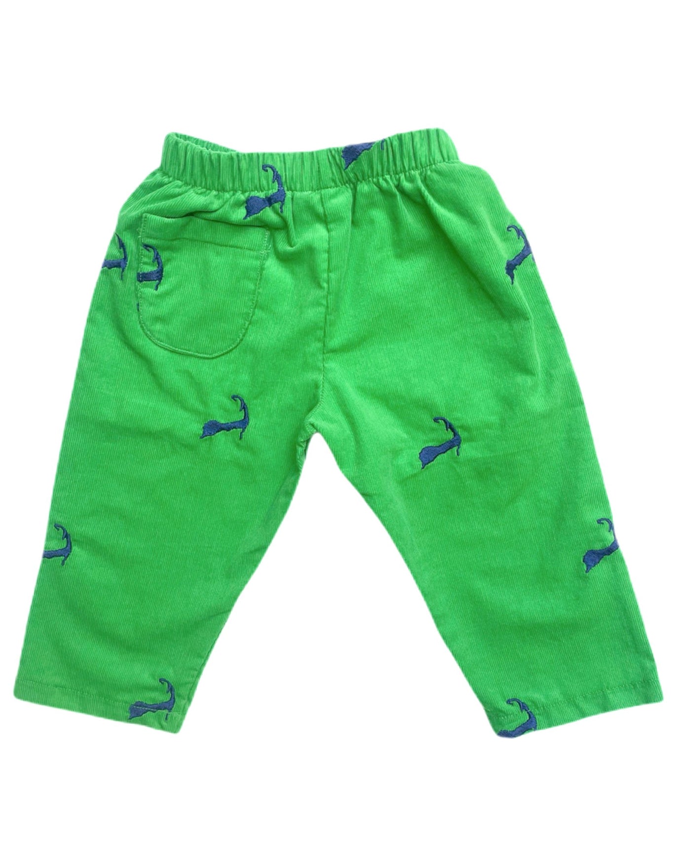 Green Corduroy Navy Embroidered Cape Cod Pants