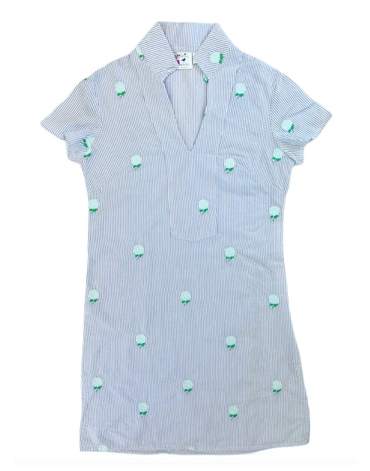 Lilac Seersucker with Hydrangea Flowers Tunic Dress