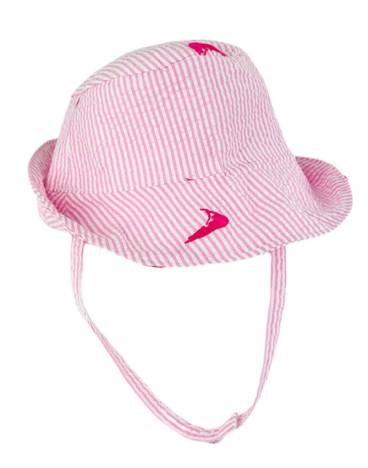 Pink Seersucker with Pink Embroidered Nantuckets Baby Bucket Hat